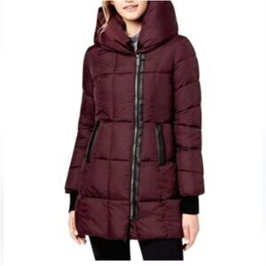 French Connection Asymmetrical Pillow Collar Puffer Jacket Coat w/ hood Size S